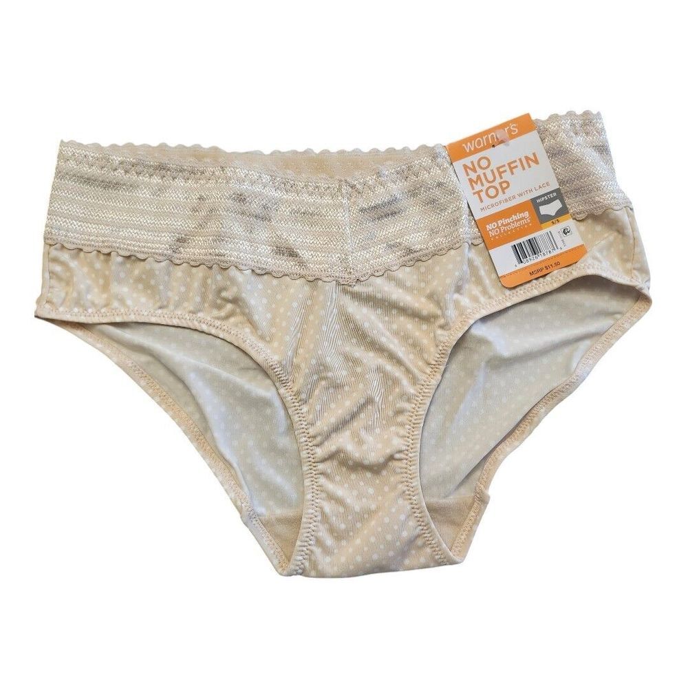 NWT Warner's No Muffin Top Pink Polka Dot‎ Hipster Panties Lingerie Size 5 Small